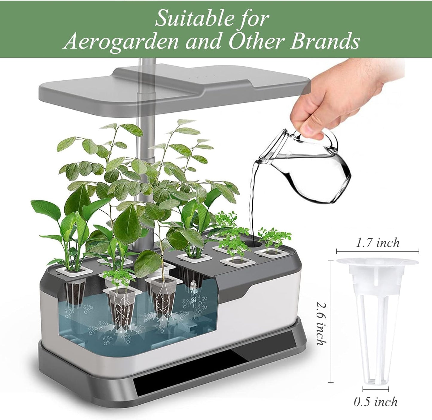 125 Piece Hydroponic Pods Kit: Grow Anything with 50 Grow Sponges, 12 Baskets, 12 Domes, 50 Labels, 1 Tweezer - Compatible with All Hydroponics Brands