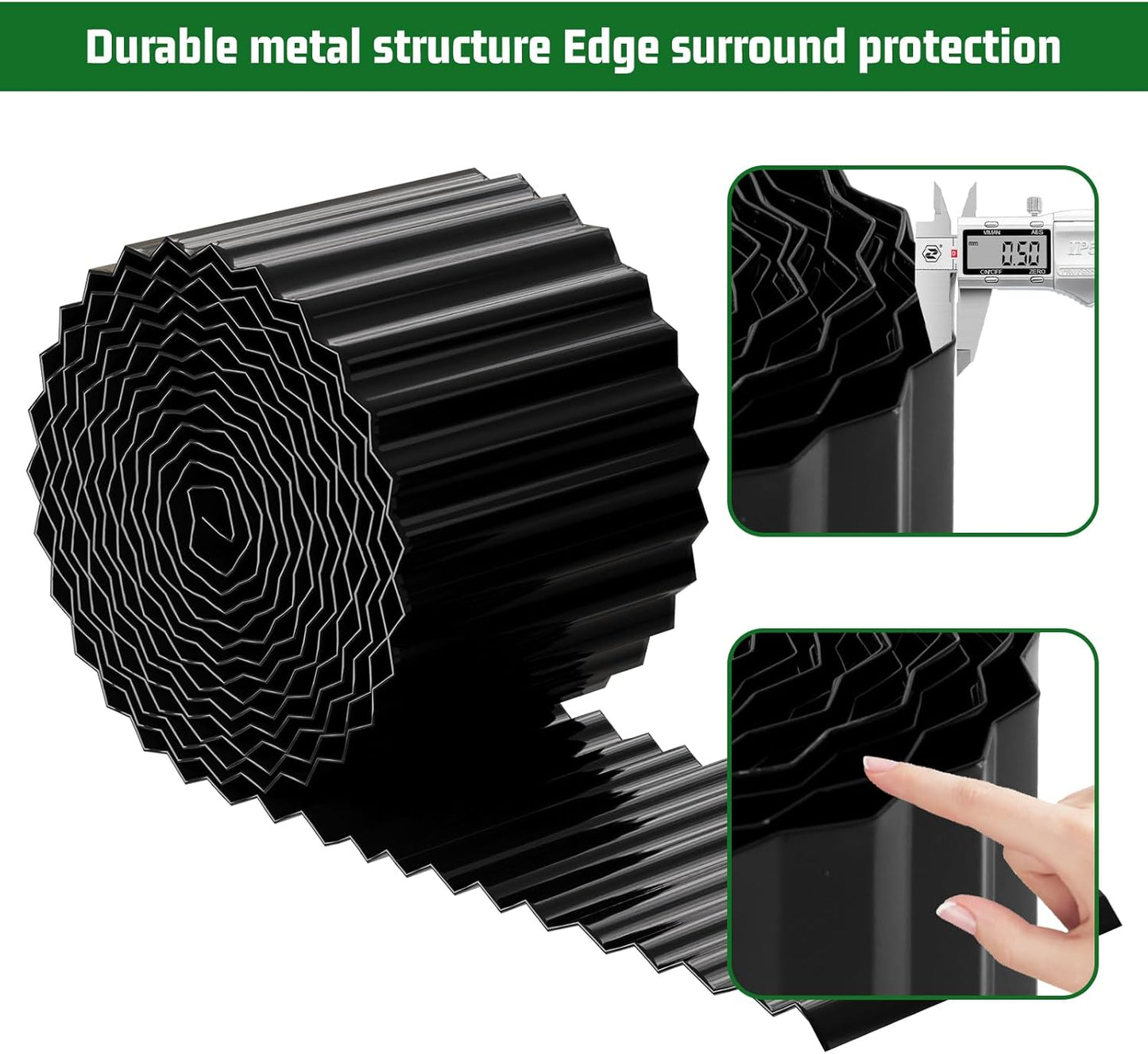 SnugNiture Corrugated Metal Garden Edging,8" x 20' Sturdy Lawn Edging Border,Landscape Edging Border for Lawn, Flower Bed,Garden and Yard