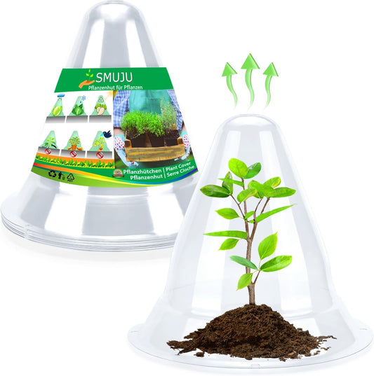 【20 Pieces】 Garden Cloches for Plants, Large Plant Covers Plant Protectors Transparent Bell Jar Cloches to Protect Plants from Birds, Slugs, Frost, Freeze Weather, 10.6" D x 9.5" H, Transparent