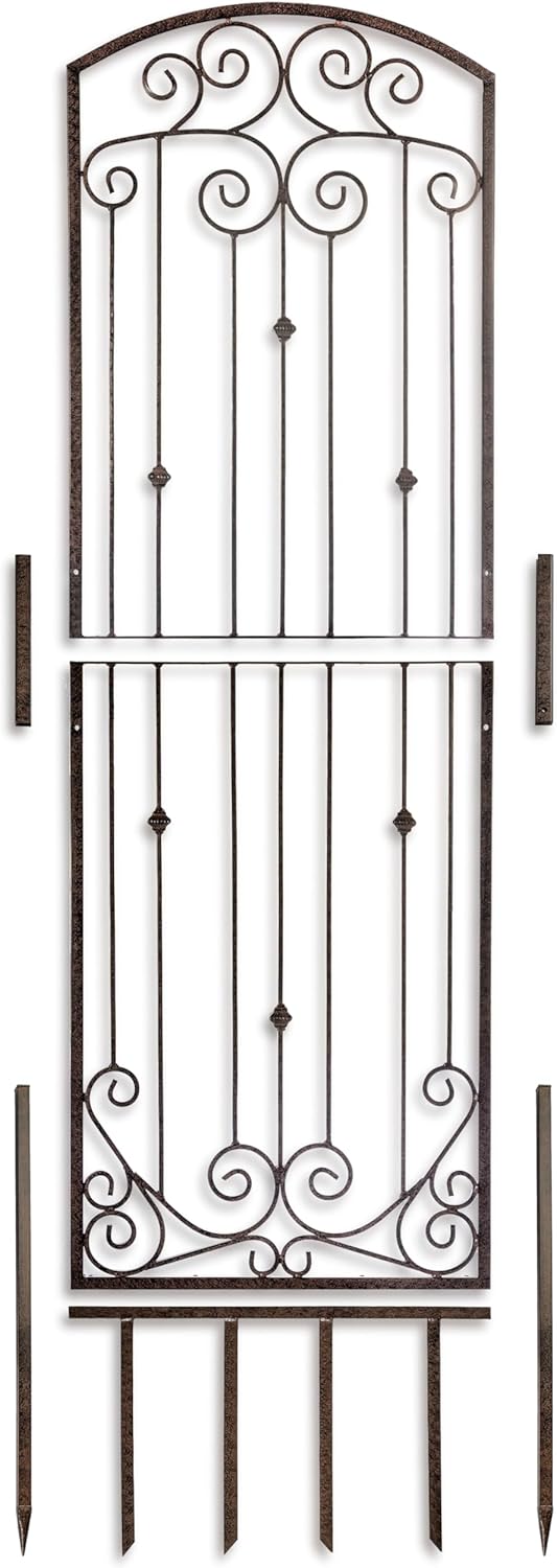 H Potter Premium 8-Foot Iron Garden Trellis - Heavy Duty Plant Support for Climbing Vines & Privacy Screen