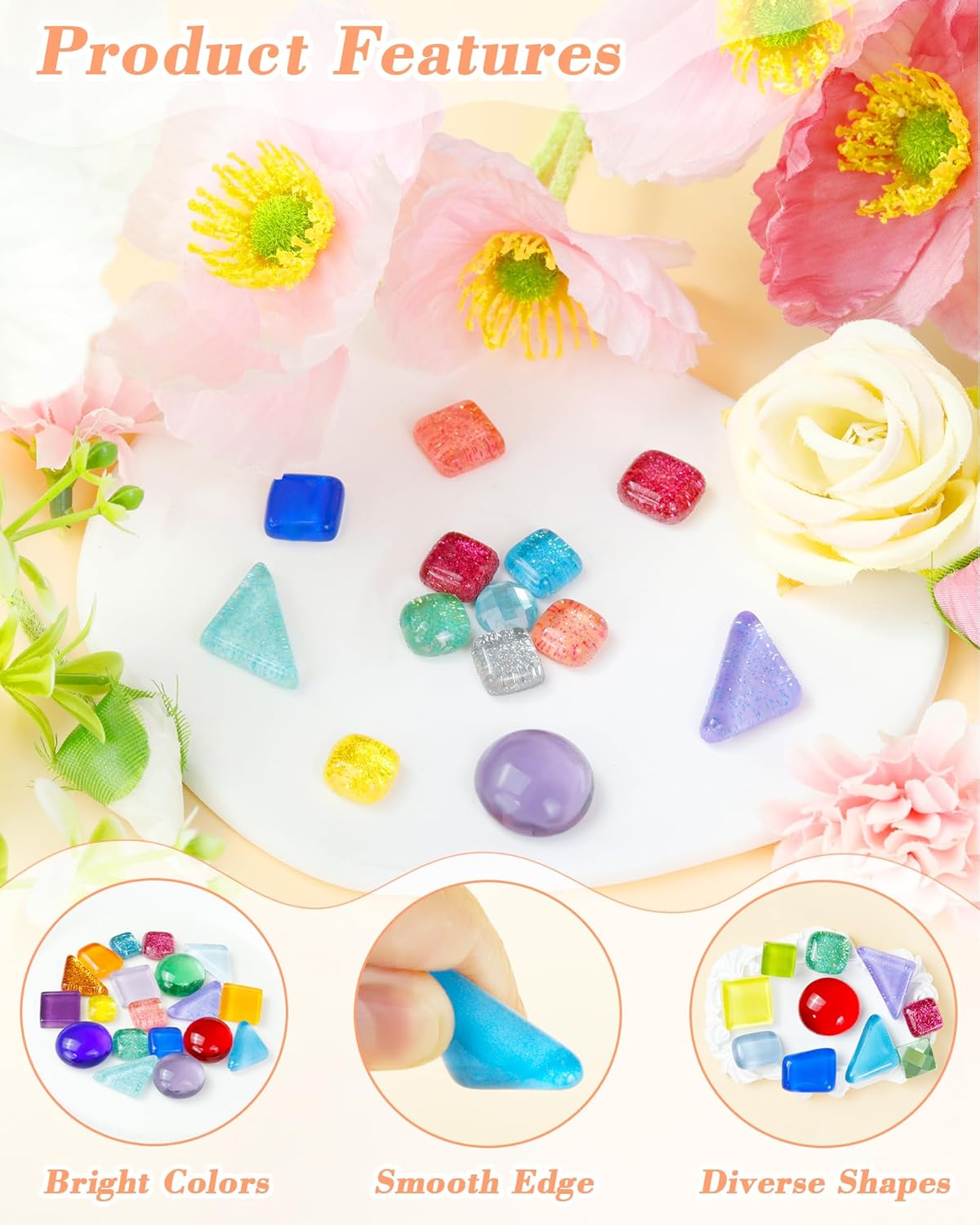 FIVEIZERO 420g Mosaic Tiles for Crafts - 280Pcs Glass Mosaic Kits, Mixed Shapes Mosaic Glass Pieces for Art, Irregular Tiny Mosaic Tile for DIY Projects, Home Decoration(Red)