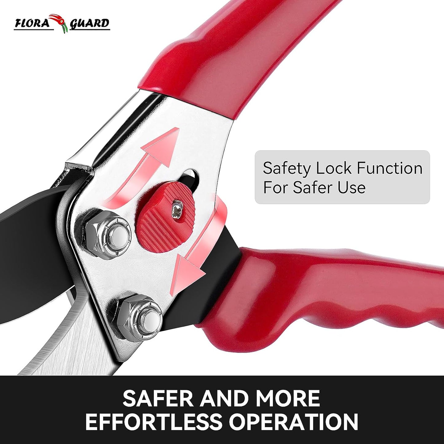 Flora Guard Garden Shears 8.5" Bypass Pruning Shears, Professional Ultra Sharp Sk5 Steel Garden Clippers, Heavy Duty Plant Cutting Scissors Tools Supplies, Hedge Branch Trimmer, Super Durable