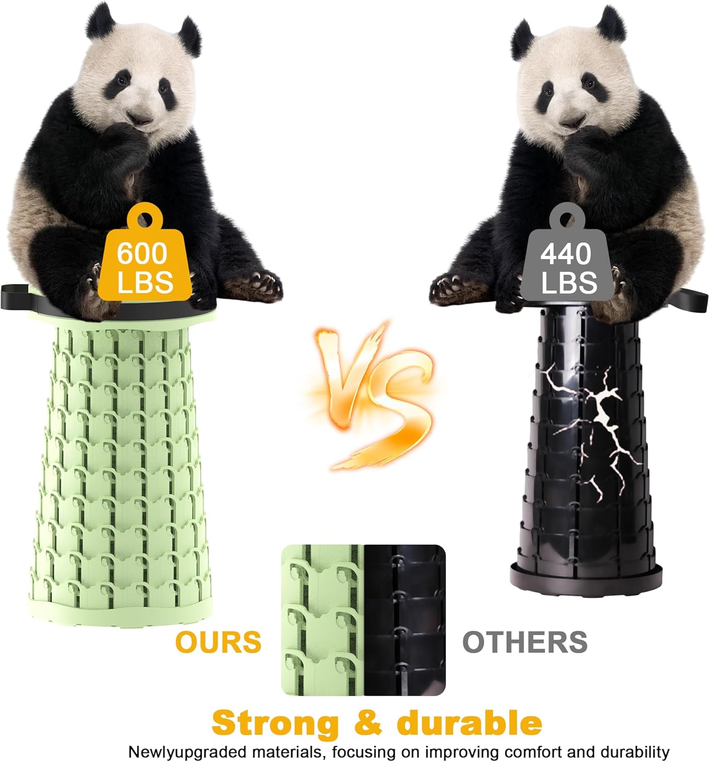 ALEVMOOM Upgraded Telescoping Collapsible Stool with Cushion, Folding Stool with Printing Portable Retractable Foldable Seat Max Load 600lbs for Adults Camping Fishing Outdoor