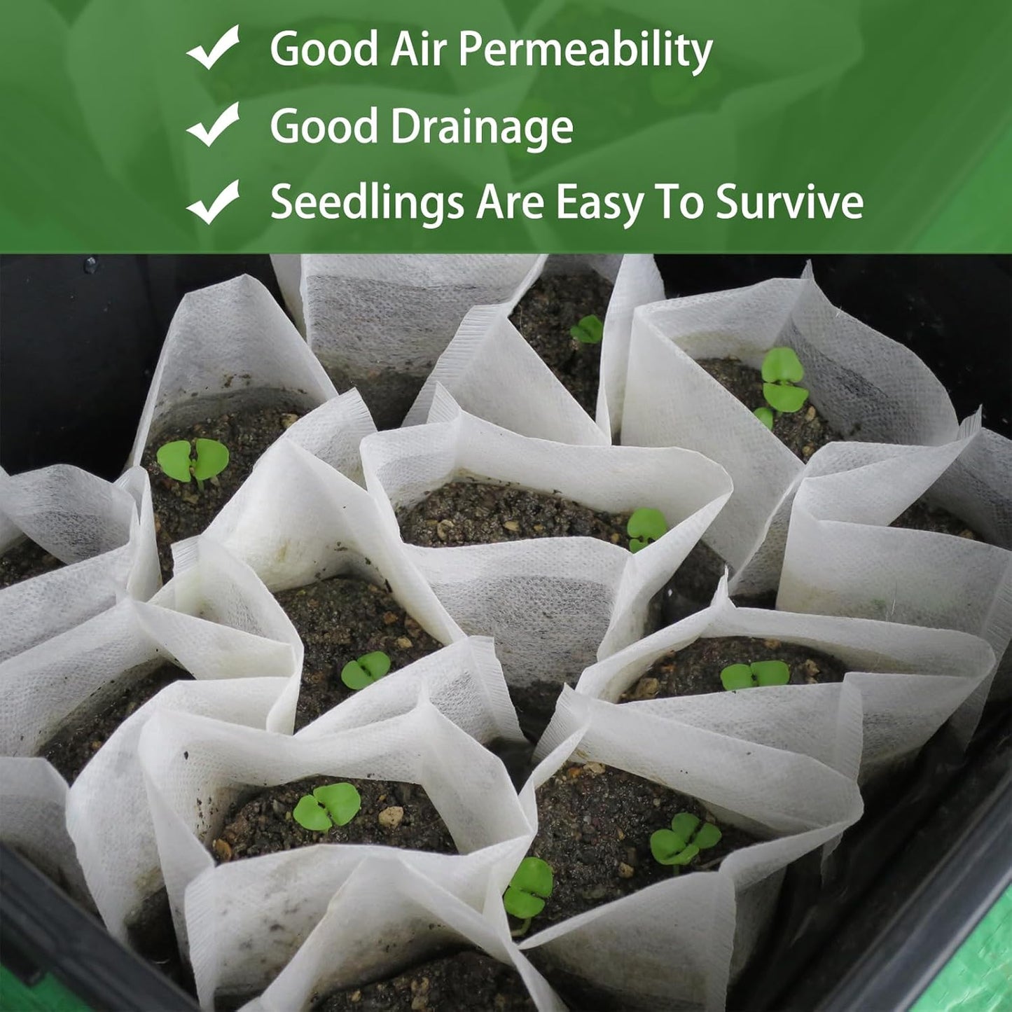 200 Pcs Nursing Growing Bags,Fabric Seedling Pots Non-Woven Pouch Seed Starter Pots Pouches for Vegetables, Flowers,Fruits,Trees,Home Garden Supply(200 Pcs 6.3" x 6.3 ")