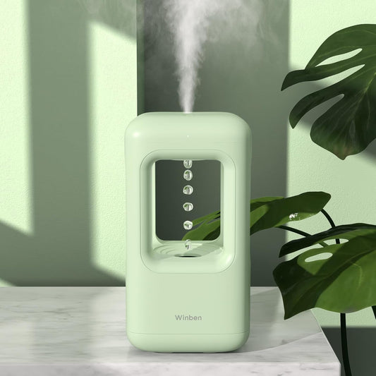 Green Mini Humidifiers for Bedroom & Plants - Small Desktop Humidifier, Portable Cool Mist for Nightstand, Desk, Indoor Plants - Quiet Personal Humidifier (0.6L, Auto Shut-Off)