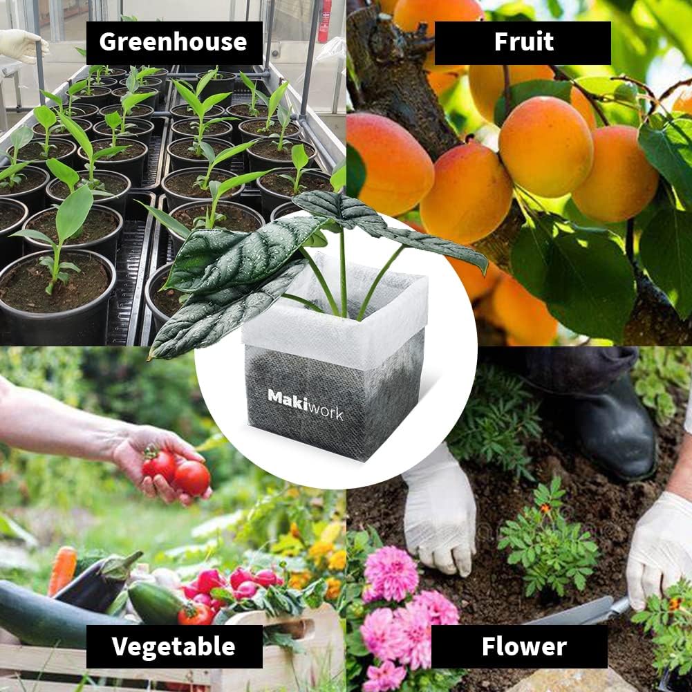 200 Pcs Non-Woven Plant Nursery Bags, Outdoor Plant Seeding Bags, Seedling Pots Container, Fabric Seedling Pots Plants Pouch, 6.3” x 7”/16x18cm