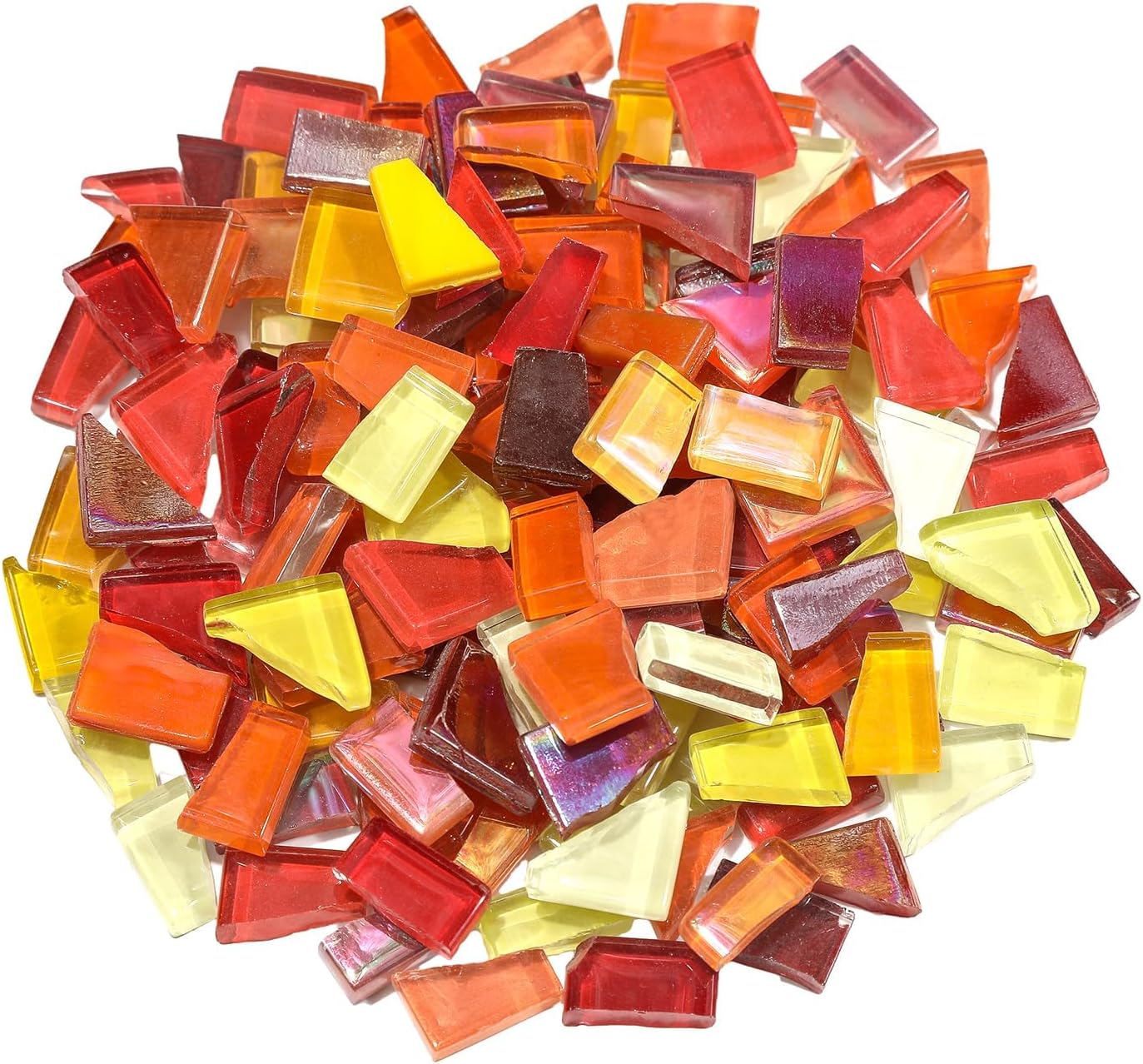 Red Yellow Mixed Irregular Mosaic Glass Mosaic Tiles Pieces, 300 Grams Mosaic DIY Set Adult Mosaic Set, Mosaic Crafts Mosaic Making Supplies