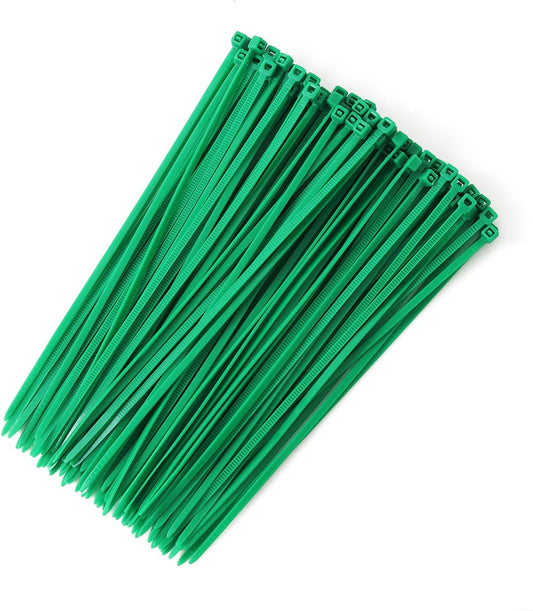 8 inch Green Zip Ties, Nylon Garden Cable Zip Ties Self Locking Cable Ties Twist Ties, Multi-Purpose Cable Tie (100 Pcs)