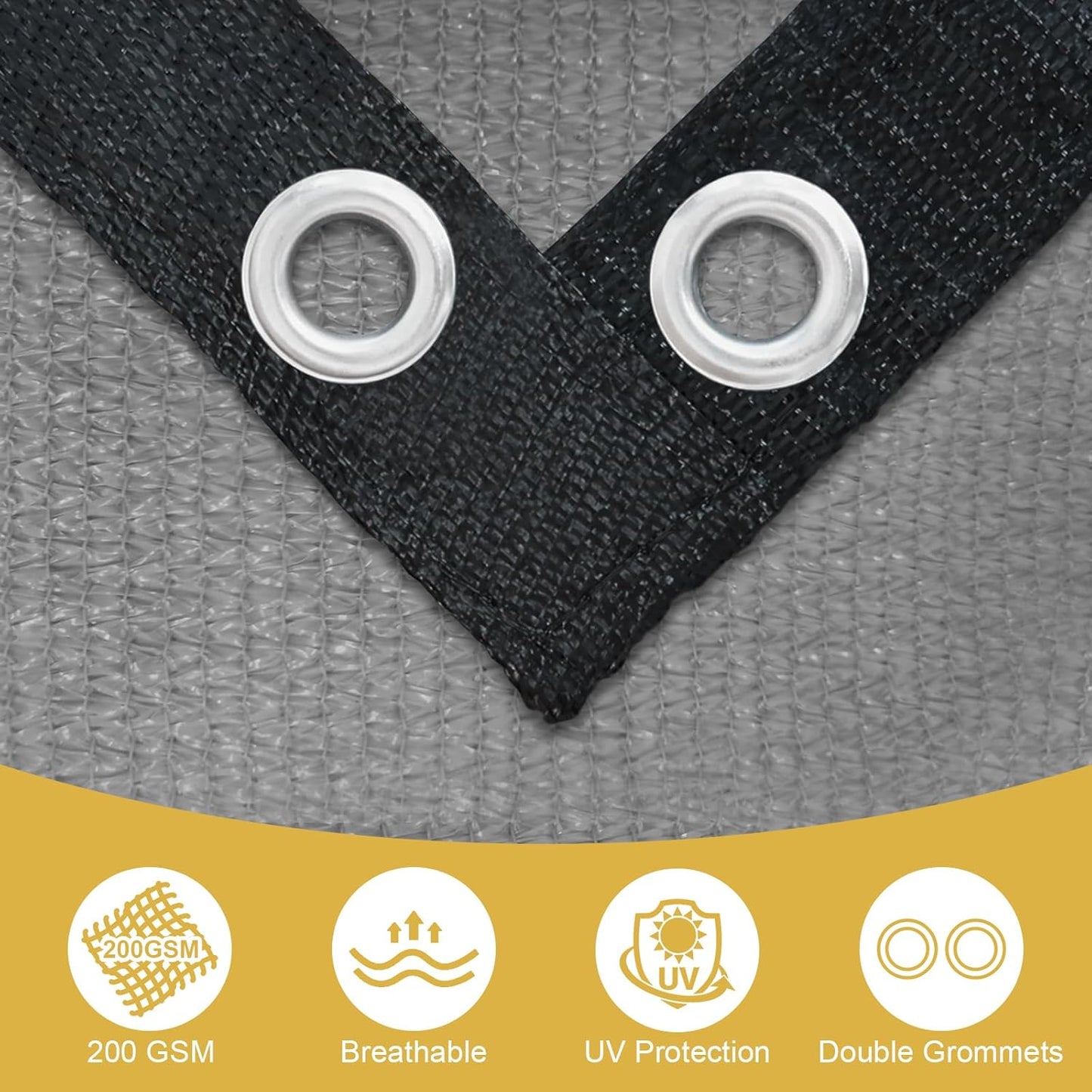 Shade&Beyond 90% Sun Shade Cloth with Grommets, 3' X 6' Pergola Shade Cover Canopy, Mesh Tarp Sun Screens for Patio, Outdoor, Garden, Backyard, Light Gray