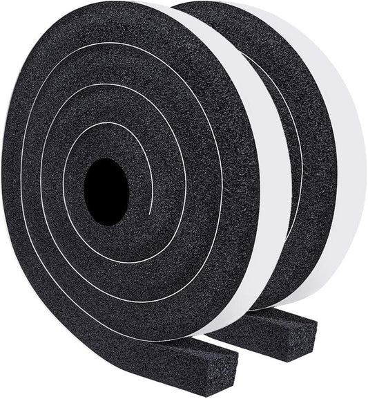 TORRAMI Window Air Conditioning Foam Strips 1 inch W X 1 inch T, Open Cell Foam Weather Stripping Seal InsulatingTape Self Adhesive Total 13 Feet Length (2 Rolls of 6.5 Ft Each)