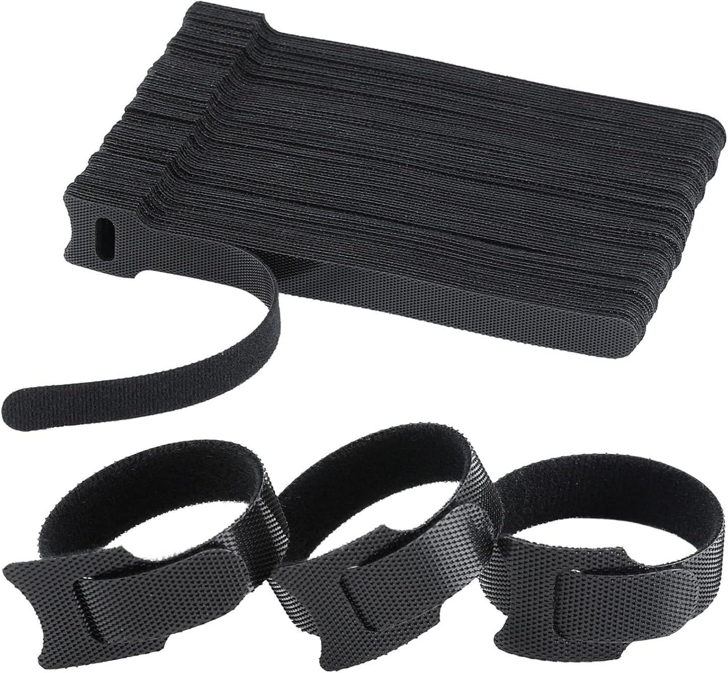 150PCS 8 Inch Reusable Cable Ties Wire Ties Cord Organizer Cable Organizer Adjustable Cable Management Black