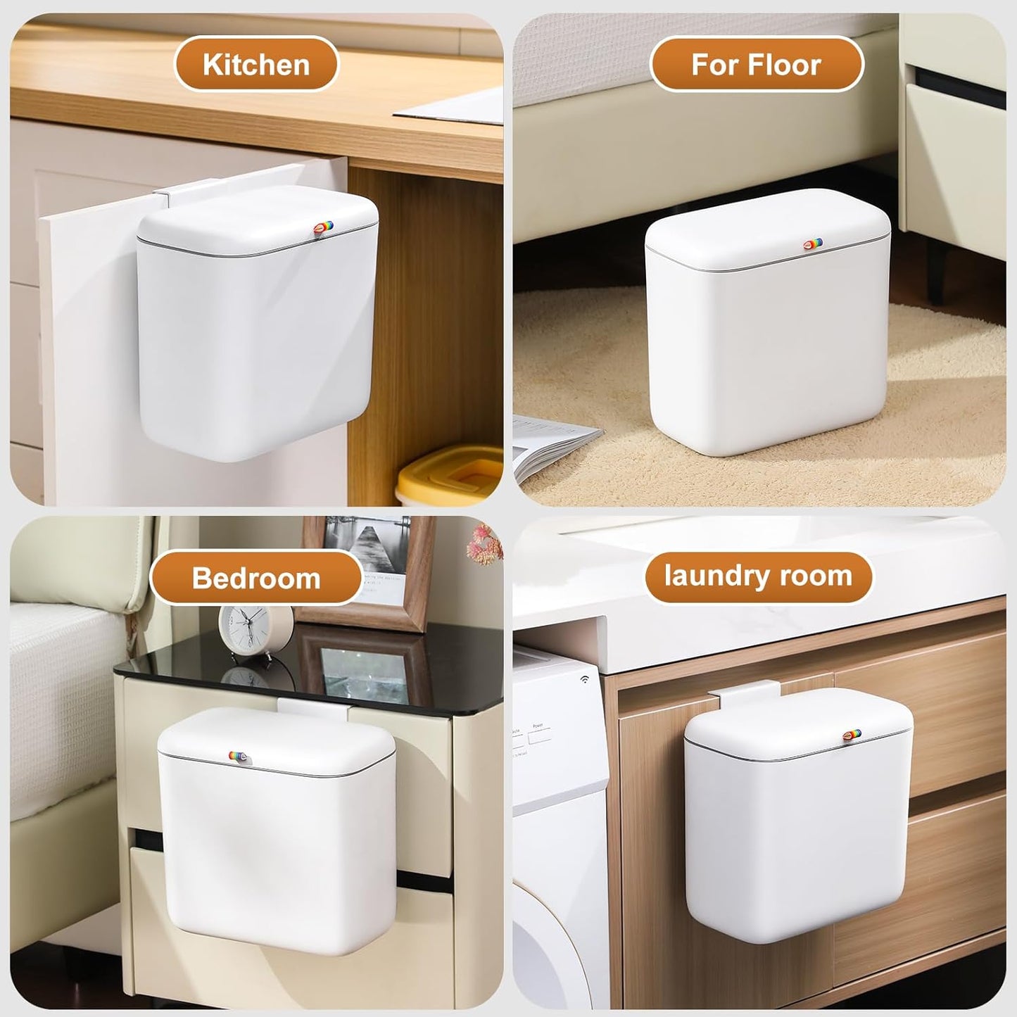 funest 2.6 Gallon Compost Bin Kitchen for Counter Top or Under Sink, Hanging Trash Can for Cabinet/RV/Bathroom/Bedroom/Office/Camping