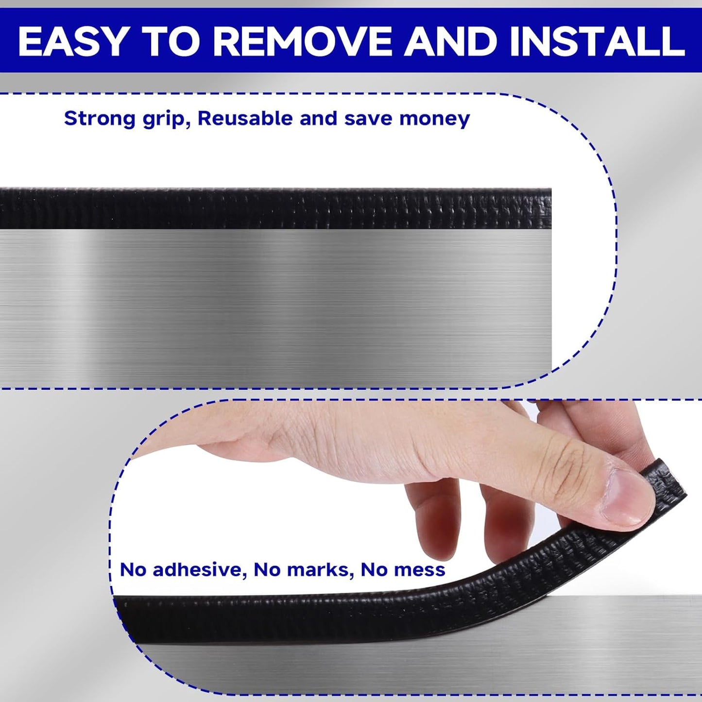 Rubber Edge Trim, U Channel Edge Trim with Metal Clips Edge Guard Protector, PVC Rubber Seal Strip for Sheet Metal, Car Doors, Hatches, Table Corners, Fit 3/64" to 1/4"(1.2mm-6.4mm), 16Ft, White