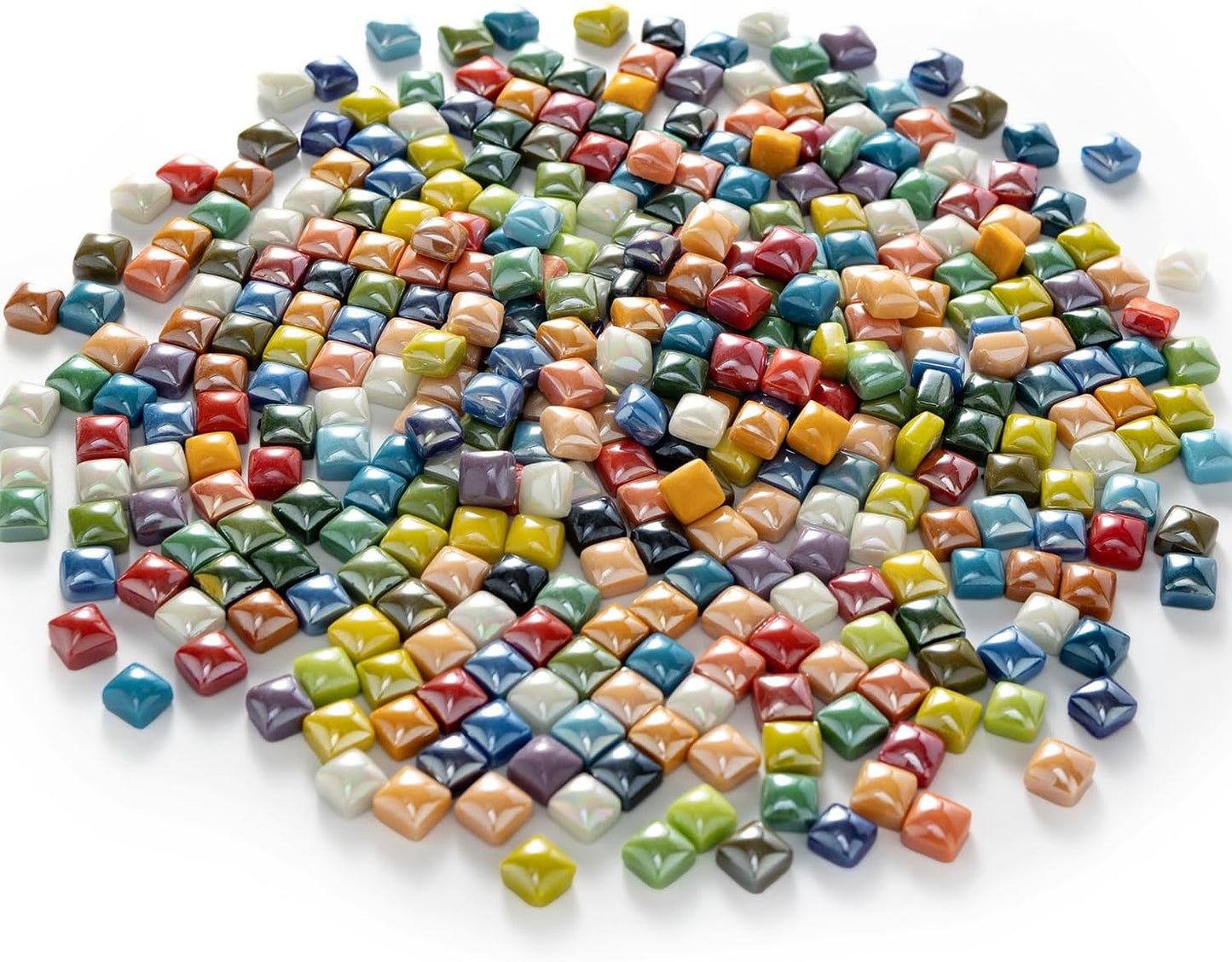 Lanyani 1.7 Pounds/350 Pieces Vibrant Glass Mosaic Tiles Assortment for Crafts, Colorful Glossy Stone Glass Tiles Pieces Bulk for Mosaic Art Craft Home Garden Decoration