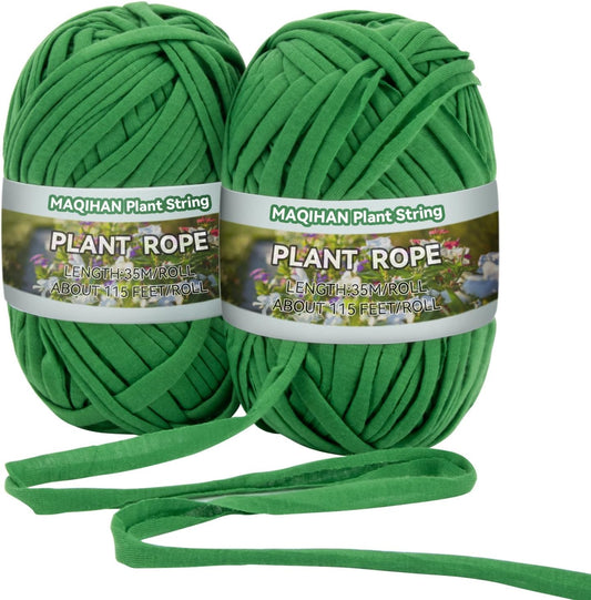 2 Pack Garden String - Plant Ties, Garden Twine, Gardening Tape, Tree Support, Stretchy Trap for Trees,Flowers,Green Soft Ties for All Plants All Gardeners(35M/Roll,115FT)