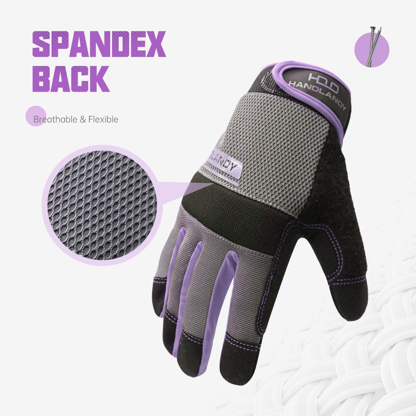 HANDLANDY Women Safety Work Gloves Utility Touch Screen Working Grip Glove for Yardwork Gardening Breathable Mechanic Gloves