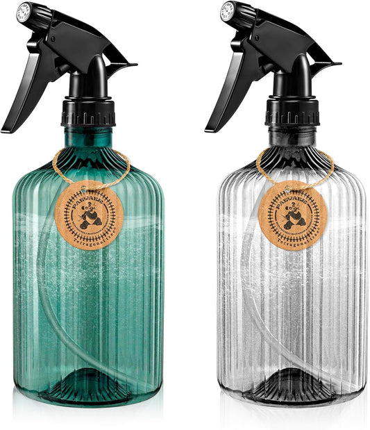 2 Pcs Spray Bottles, 18 oz Empty Water Spray Bottles, Plastic Reusable Adjustable Mist Sprayer Squirt Bottles Containers Refillable for Cleaning Solutions, Gardening, Plants