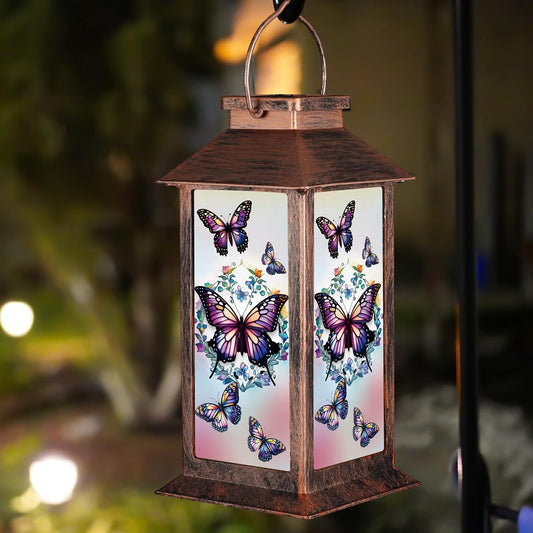 Solar Lantern Outdoor Waterproof Butterfly Garden Decor Birthday Gifts for Women Mom and Grandma Solar LED Plastic Decorative Hanging Light for Yard(Butterfly)