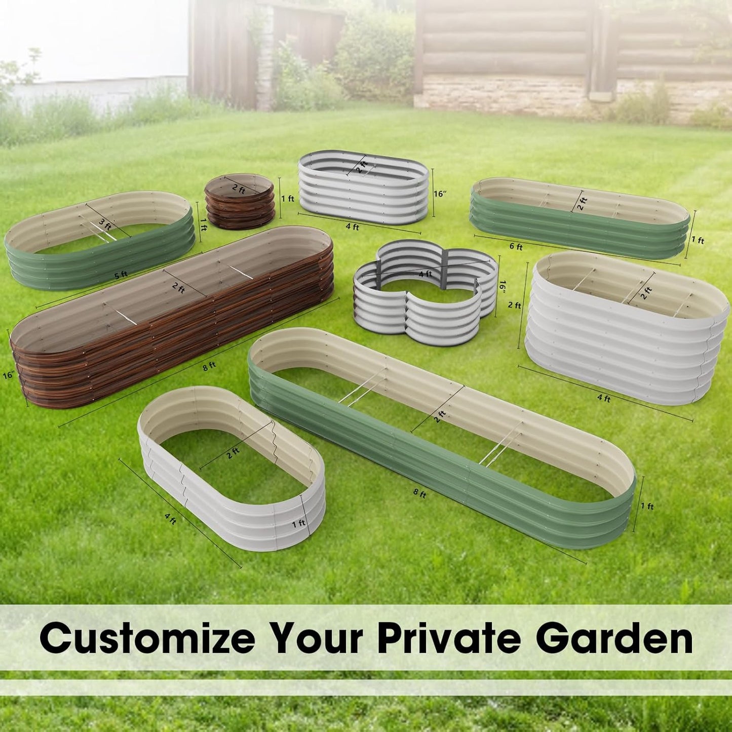 5x3x1ft Oval Galvanized Raised Garden Bed Outdoor 9-in-1 Large Metal Modular Planter Box Raised Beds for Gardening,Vegetables,Fruits,Flowers & Herbs (Silver)