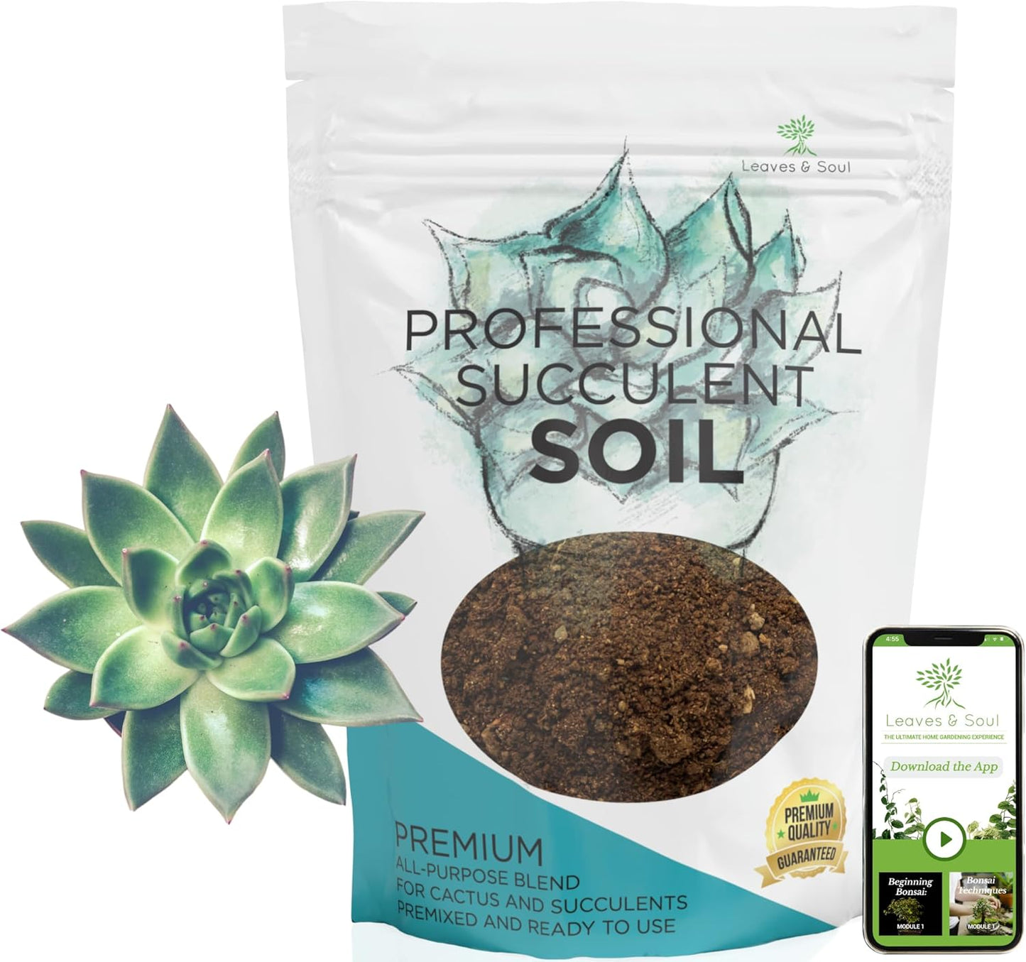 Succulent Soil Premium All Purpose Blend | Large 2.2 Quarts | Pre-Mixed Ready to Use for Cactus and Succulents | Canadian Peat, Course Sand, Pinebark | Made in USA