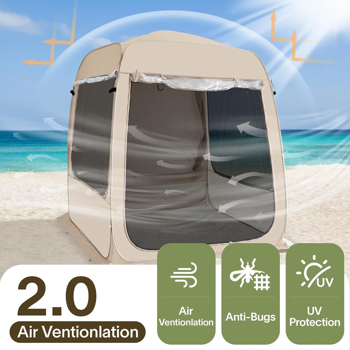 Alvantor Screen House Gazebo, 6-10-15 Person Pop Up Igloo Screened Canopy Tent with Mosquito Netting Sides, Instant UV Resistant Sun Shelter for Garden, Patio, Backyard