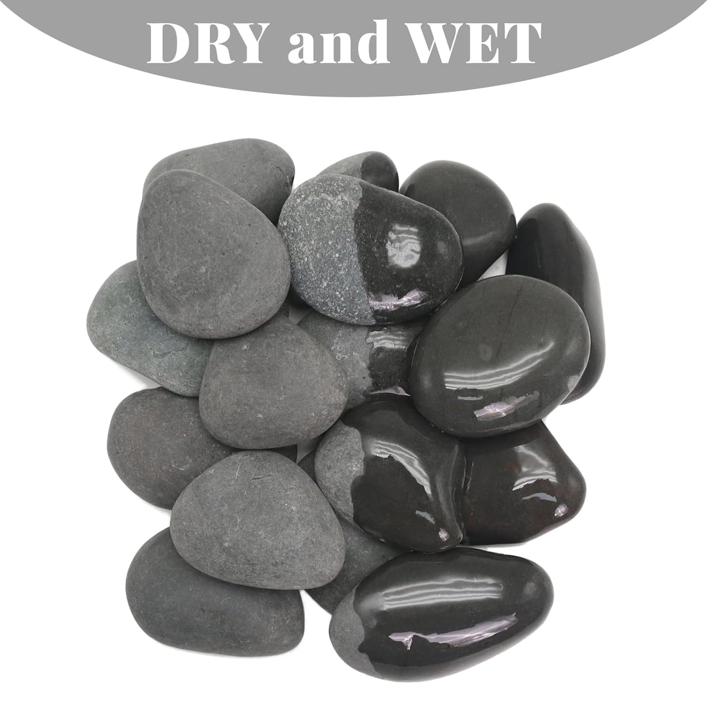 20LB Black Stones Pebbles River Rocks, Natural Beach Pebbles, 2-3" Garden Decorative Stones-2-3 Large Plant Rocks,Ideal for Aquarium, Home Decor