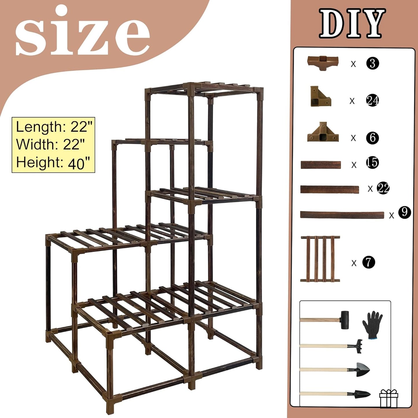 HOMKIRT 11 Tier Corner Plant Stand Indoor Outdoor For Multiple Plants, Corner Plant Shelf Rack Flower Stand, 40 Inch Tall Wood Plant Holder Ladder Table Display For Patio Garden Balcony Window