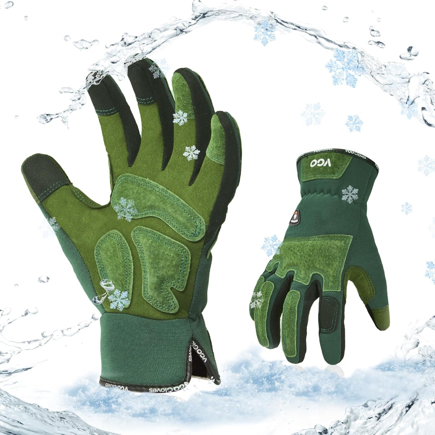 Vgo... Winter Gardening Gloves Women,Safety Work Gloves, Puncture-proof,Thornproof,Touchscreen(1 Pair,L,Green,SL7471FLWP)