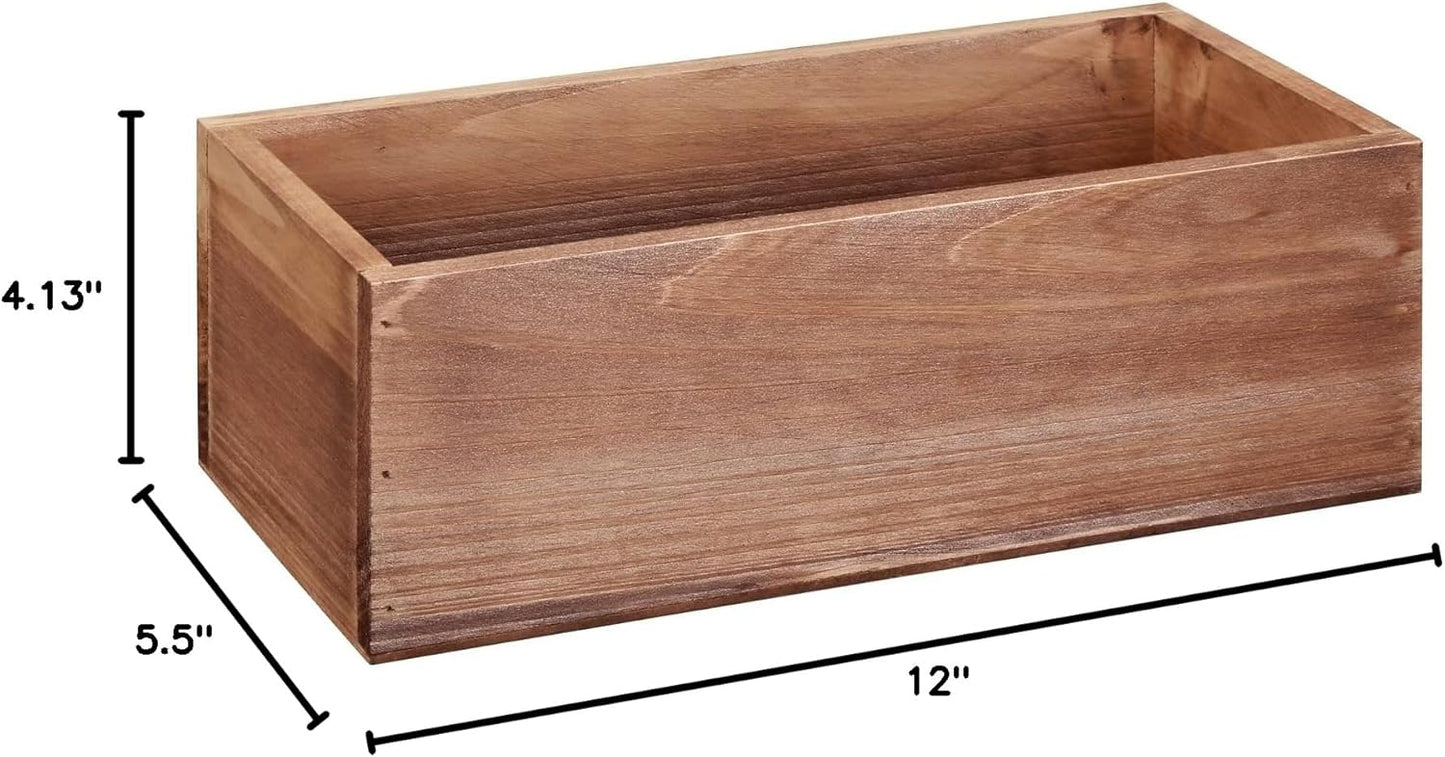 12” Wood Pallet Bin by Make Market - Rustic Crate Boxes for Storage, Decorative Display, Arts & Crafts, Made of 100% Wood - Bulk 4 Pack