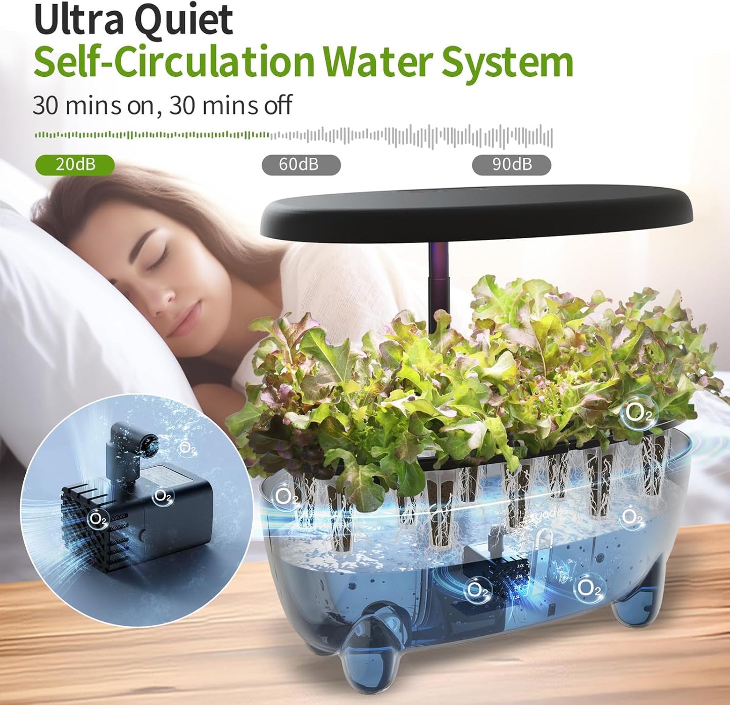 12-Pod Indoor Herb Garden Hydroponics Growing System Kit with LED Grow Light, Indoor Gardening System for Herbs, Vegetables, Lettuce on Countertop (Seeds NOT Included)