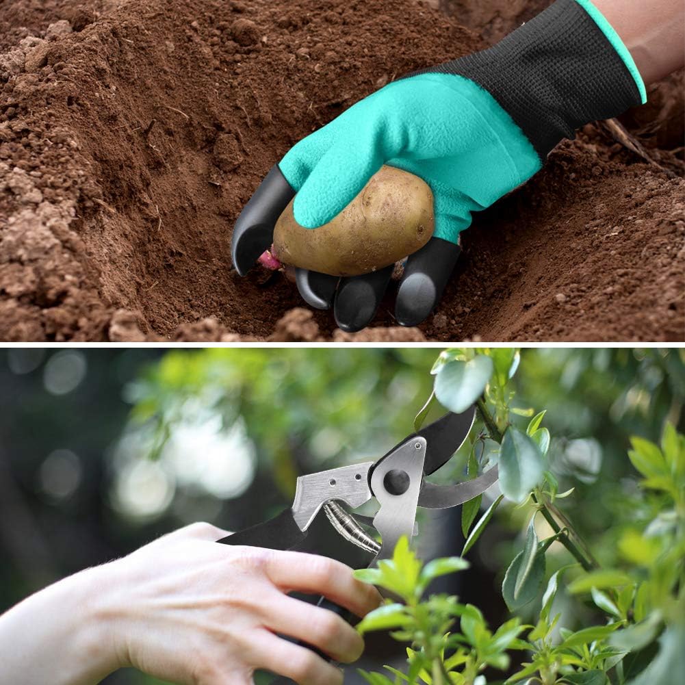 Garden Tools Set with 3 Pcs Aluminum Gardening Tools, 1 Pc Pruning Shear, 1 Pc Mister Spray Bottle, 1 Pc Foam Kneeler，1 Pair Garden Gloves with Claws and 1 Pc Gardener Bag, Gifts for Mom Dad