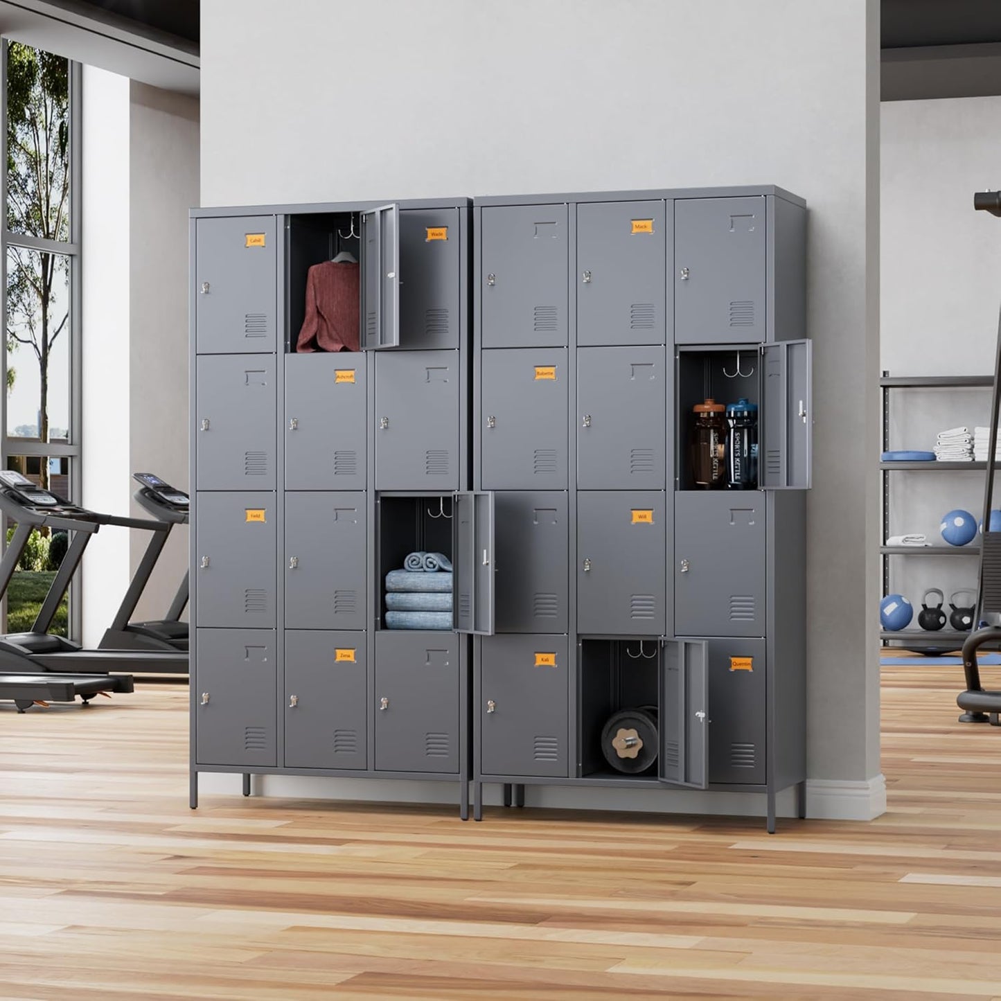 12 Doors Employee Lockers,72" H Metal Storage Lockers for Employees with 12 Hooks for Offices School Gyms Home,Assembly Required,Dark Grey