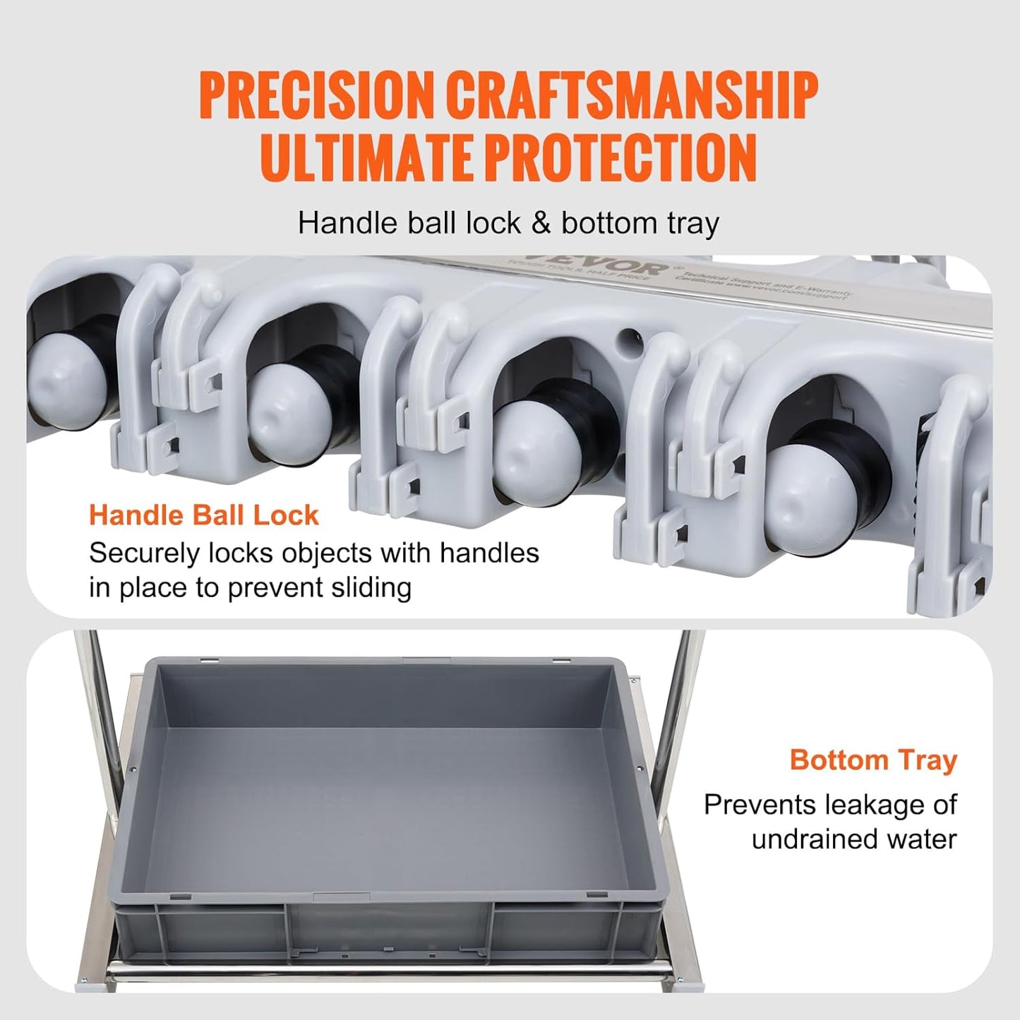 VEVOR Garden Tool Organizer, 10 Slots with Hooks, Yard Tool Tower Rack with Wheels for Garage Organization and Storage, Hold Long-Handled Tool/Rake/Broom, Metal Tool Stand Holder for Shed, Outdoor