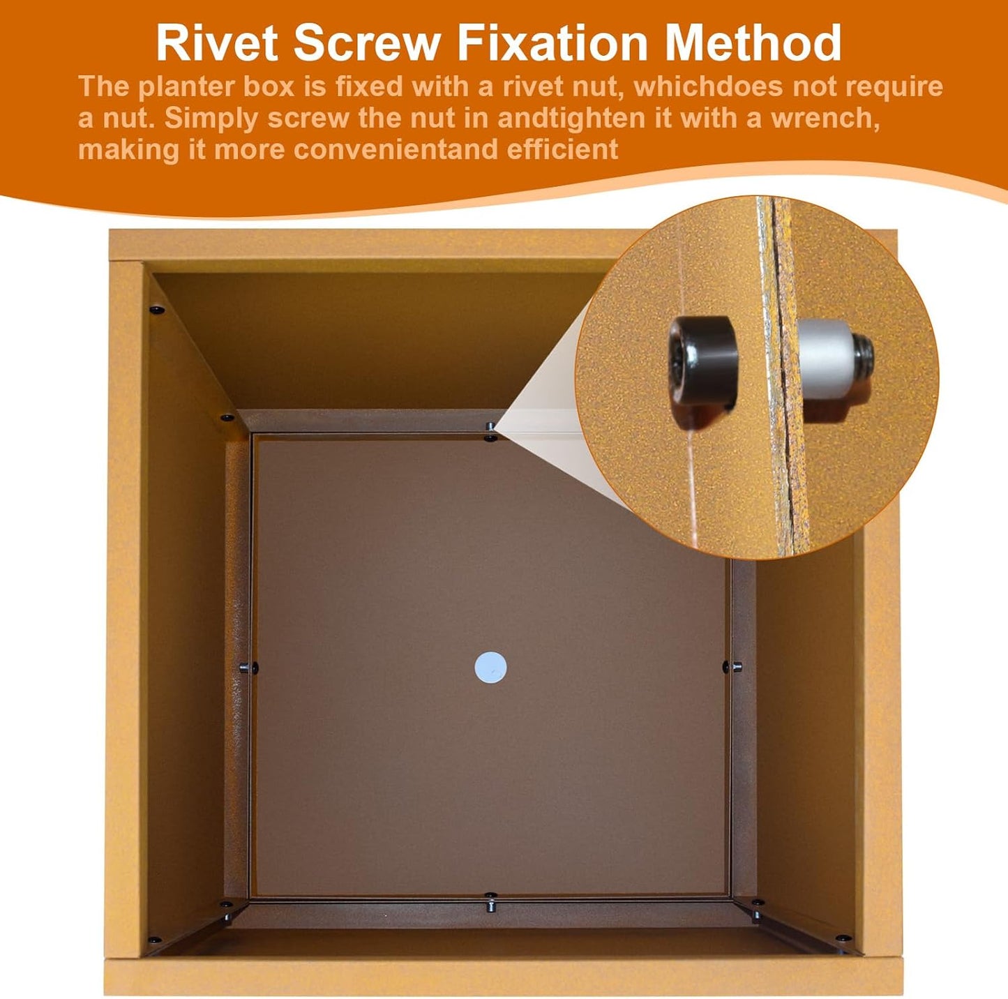 Corten Steel Planter Box 25"x24"x24", Metal Planter Spliced Flower Pot with Partitions, Outdoor & Indoor Large Rectangular Planter Box for Porch, Patio, Garden, Commercial Décor