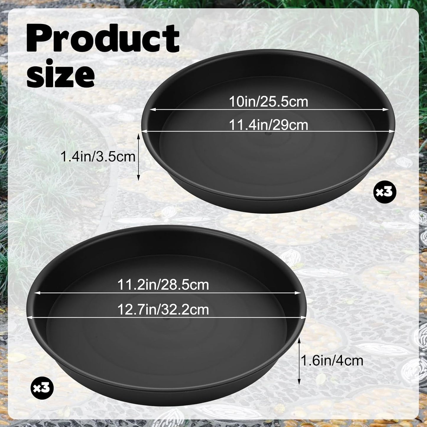 2 Size Round Stepping Stone Molds, 6 Pcs 10''/ 11.2'' Reusable Concrete Mold for Garden Stepping Stones Large Tray for Concrete and Stained Glass for Garden Walk Way Black