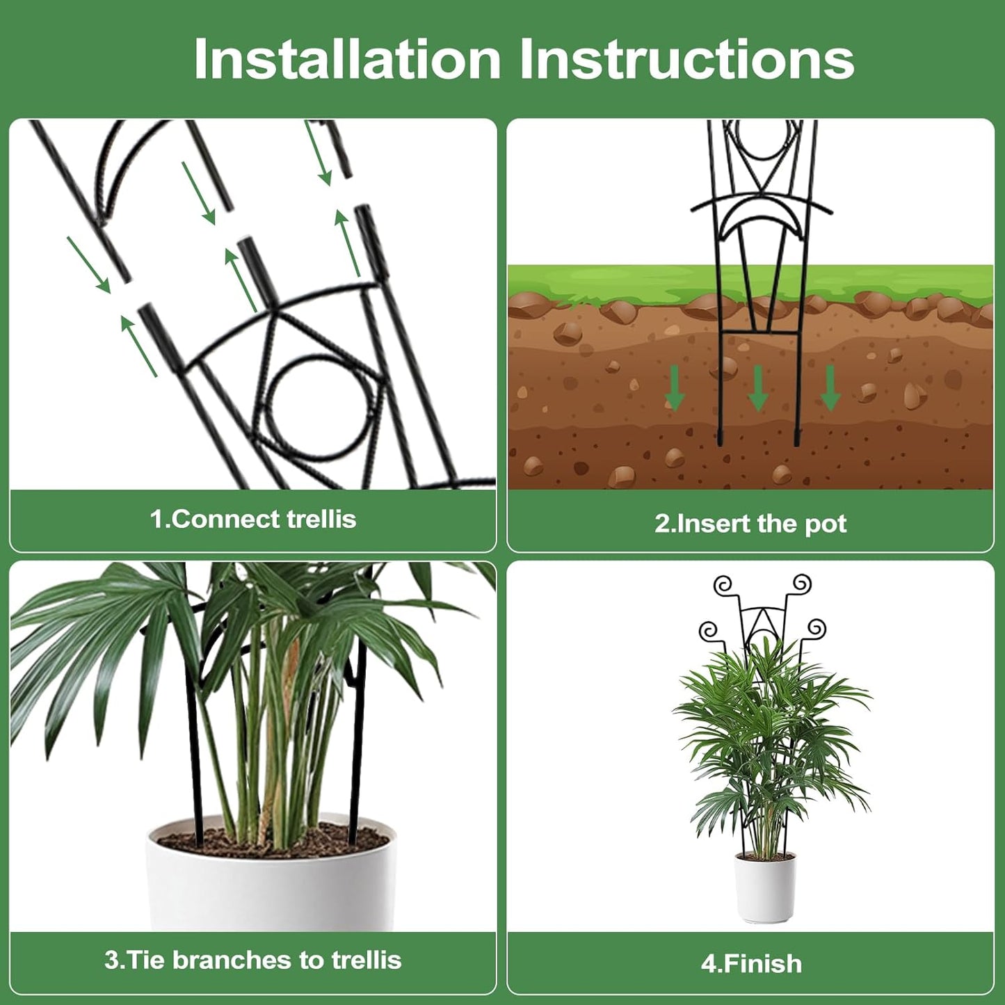 Indoor Plant Trellis for Climbing Plants 2 Pack Small Garden Metal Support for Potted Plants Flowers Houseplants for Outdoor