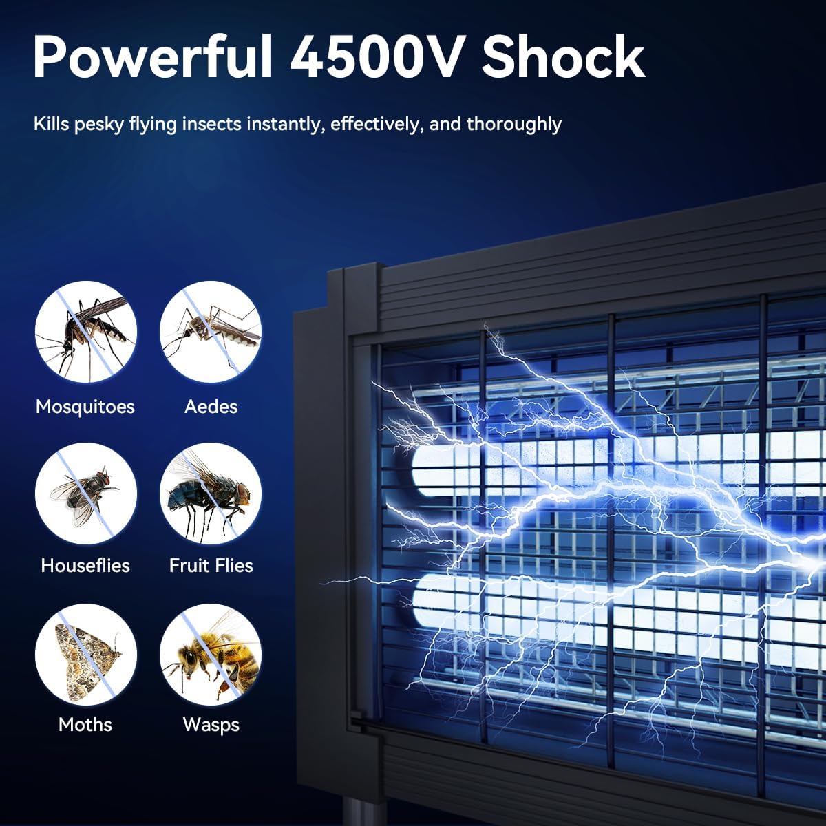 Solar Bug Zapper Outdoor Mosquitos Zapper Solar Powered Bug Zapper Camping Fly Control for 2000 sq.ft Waterproof Fly Killer Solar Mosquito Zapper for Lawn and Back Yard (10FT Extension Cord)