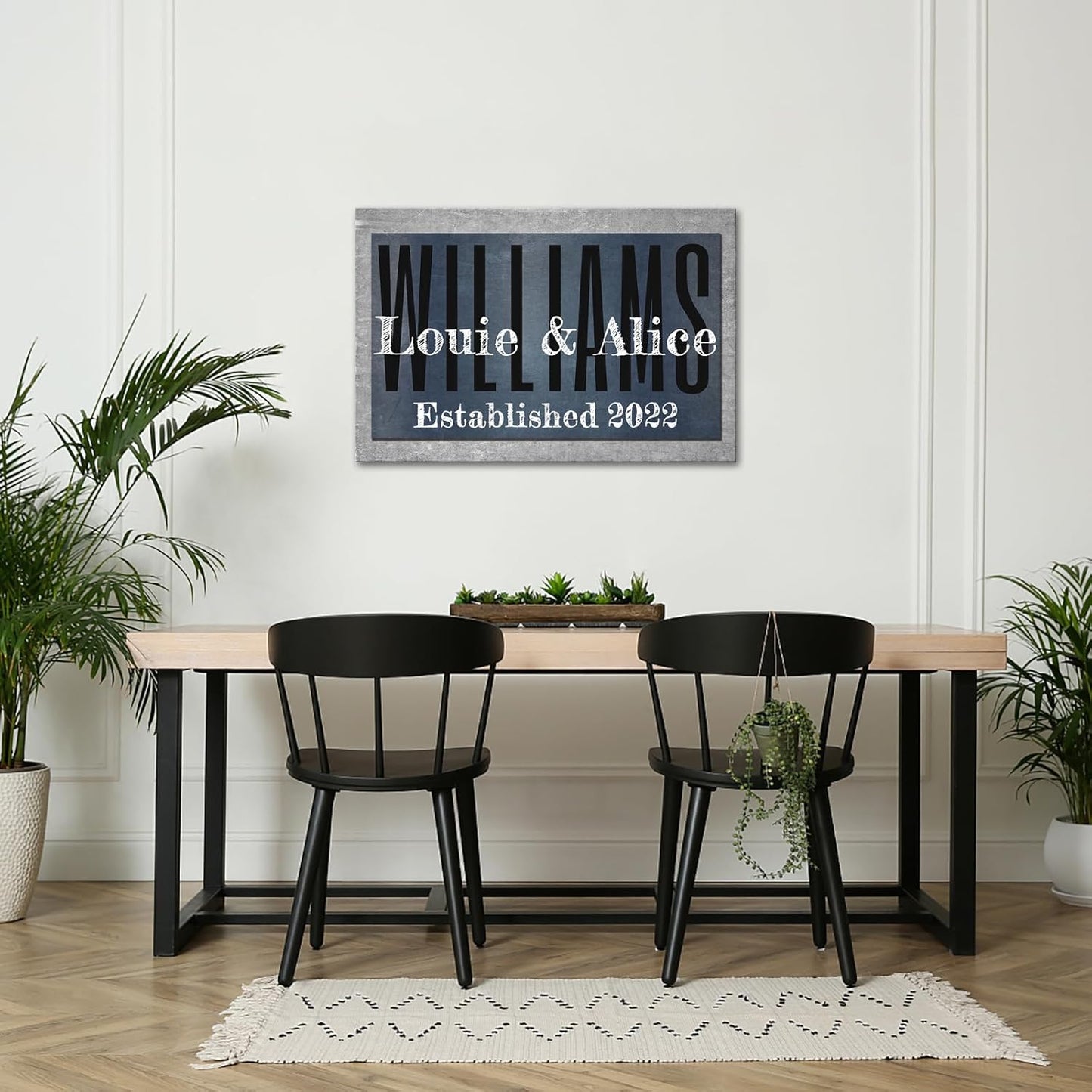 iLOOKLiKE Personalized Last Name Signs with Couple's Names Wall Art Custom Family Established Date Canvas Prints Framed Unique Wedding Anniversary Housewarming Gifts for Home Decor 16×24inch