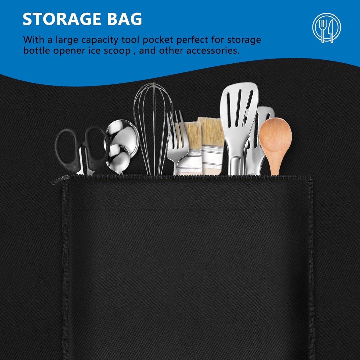 SIRUITON Outdoor Bar Cart Cover for 34 Inch Portable Outdoor Table, Heavy Duty 600D Oxford Fabric Outdoor Waterproof BBQ/Worktable Metal Movable Table Cover