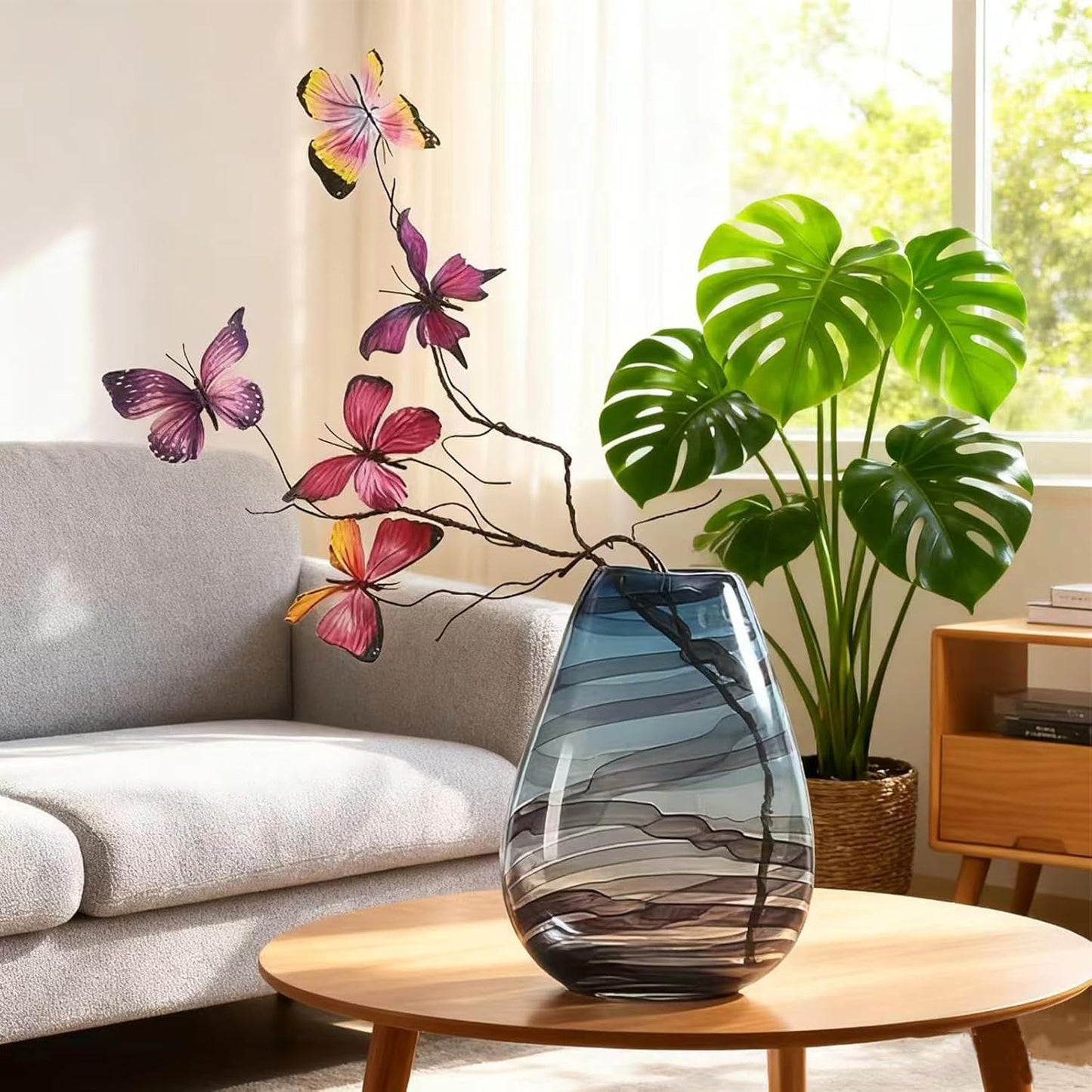 Artificial Butterfly, Silk Butterflys, Butterflies for Crafts for Floral Arrangements, 3D Butterfly Stakes Decor, Patio Plant Pot, Flower Bed Home Decor