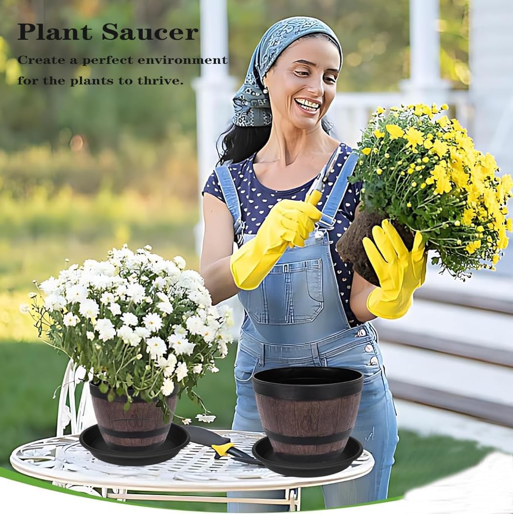 2 Pack of Plant Saucer 12 inch, 12 inch Plastic Plant Drip Trays, Heavy Duty Plant Trays for Indoors no Holes, Plant Water Tray for Planters (Black)