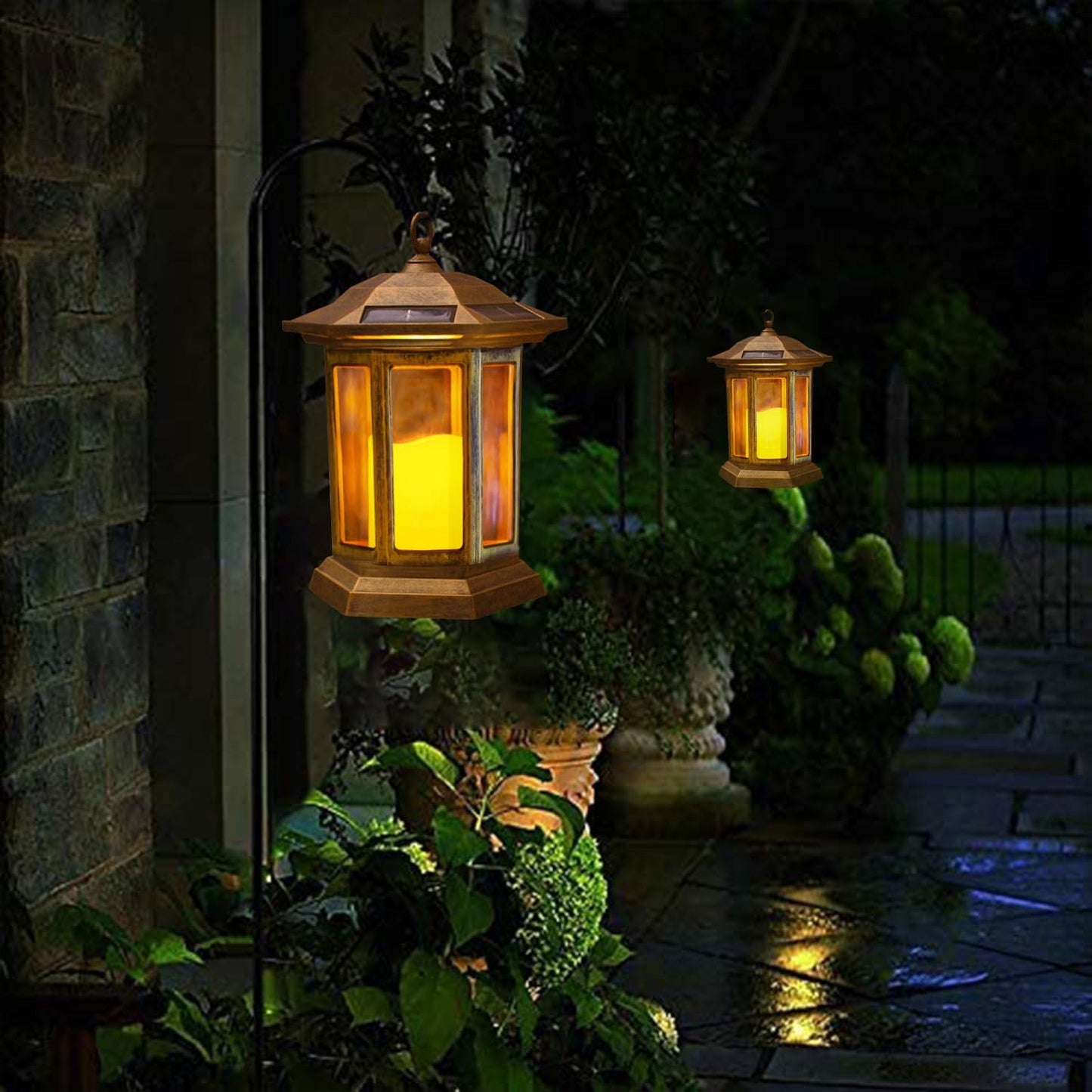 Solar Lantern Outdoor, Outdoor Hanging Candle Lanterns LED Lights - PVC Waterproof Solar Lights Decorative Lantern Lights for Table,Outdoor,Party…