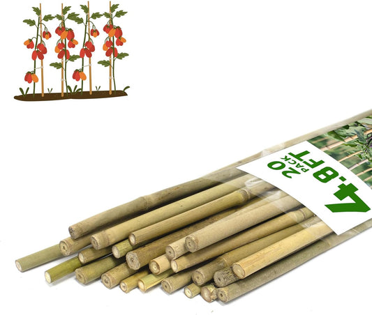 Plant Stakes, 4.8 FT Natural Bamboo Garden Stakes, 20Pcs Plant Stakes,Bamboo Sticks for Tomato,Beans,Vegetable and Climbing Plants