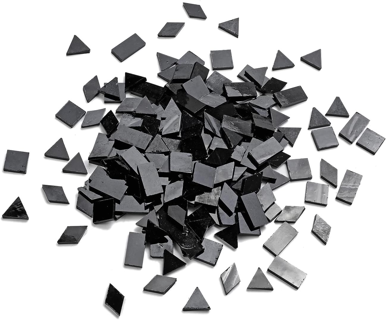 Multi-Color Options, Lanyani Glass Mosaic Tiles for Crafts,4 Shapes Mixed Colorful Glass Tiles Tiffany Stained Glass Pieces for Mosaic, 200 Pieces,Regular Black