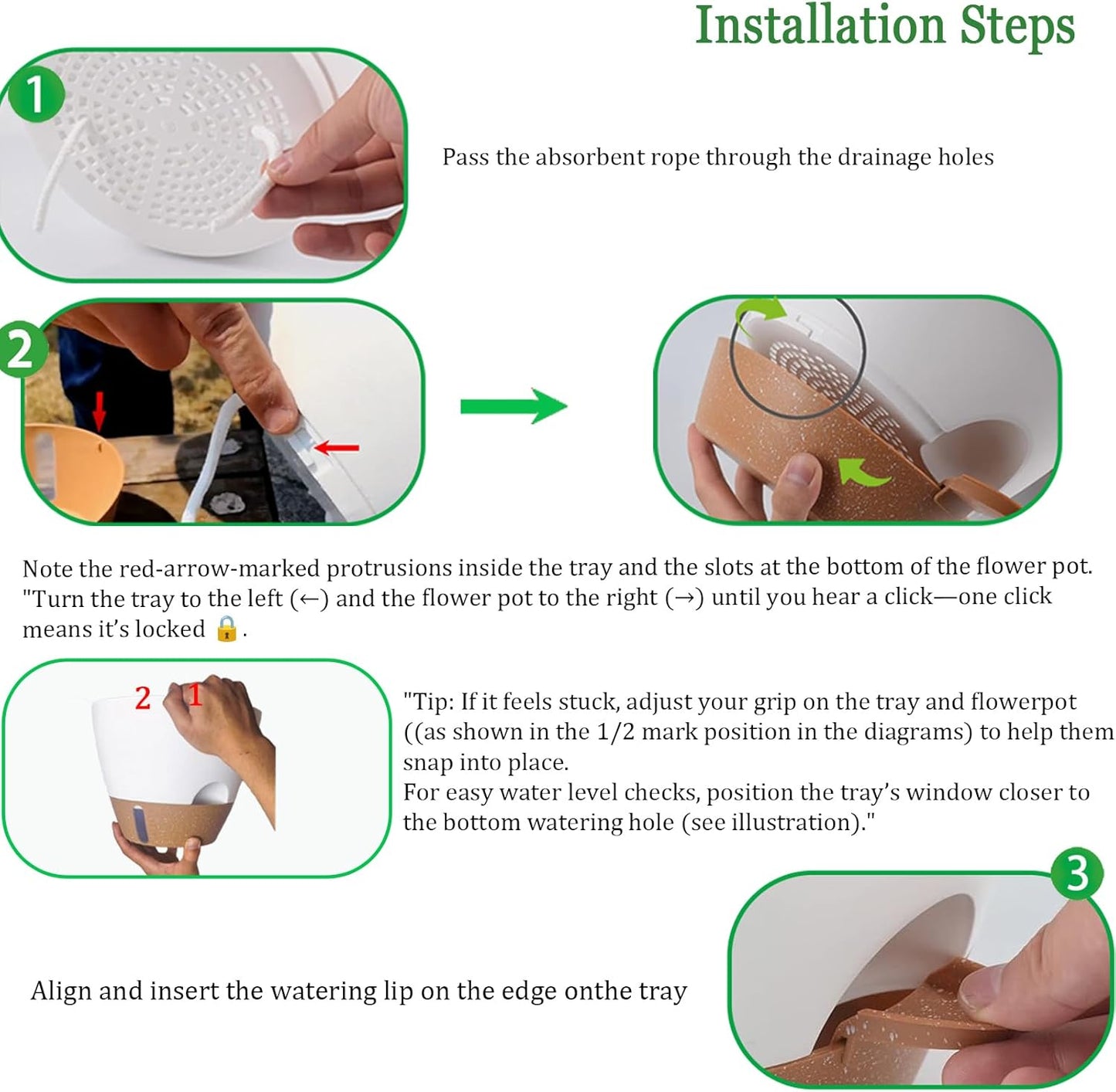 10 Inch Hanging Planters for Indoor Plants, 2 Pack Self Watering Hanging Baskets Flower Pots with Drainage Hole, Visual Reservoir & 2 Kinds of Plant Hanger for Outdoor Garden Home Decor（Black）