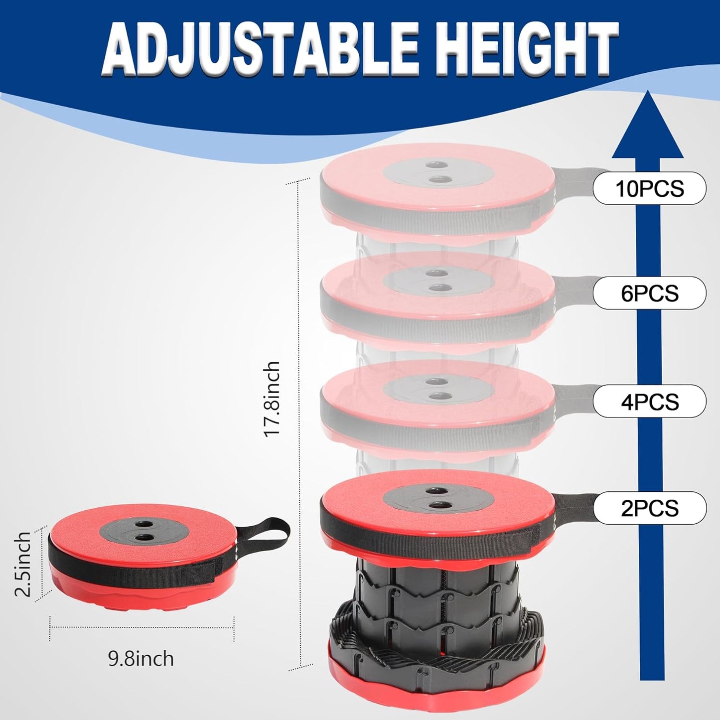 ALEVMOOM Upgraded Nylon Collapsible Stool with 500lbs Max Weight Portable Retractable Folding Telescoping Stools for Adults Chair for Outdoor Camping Fishing Hiking BBQ (Nylon Red)