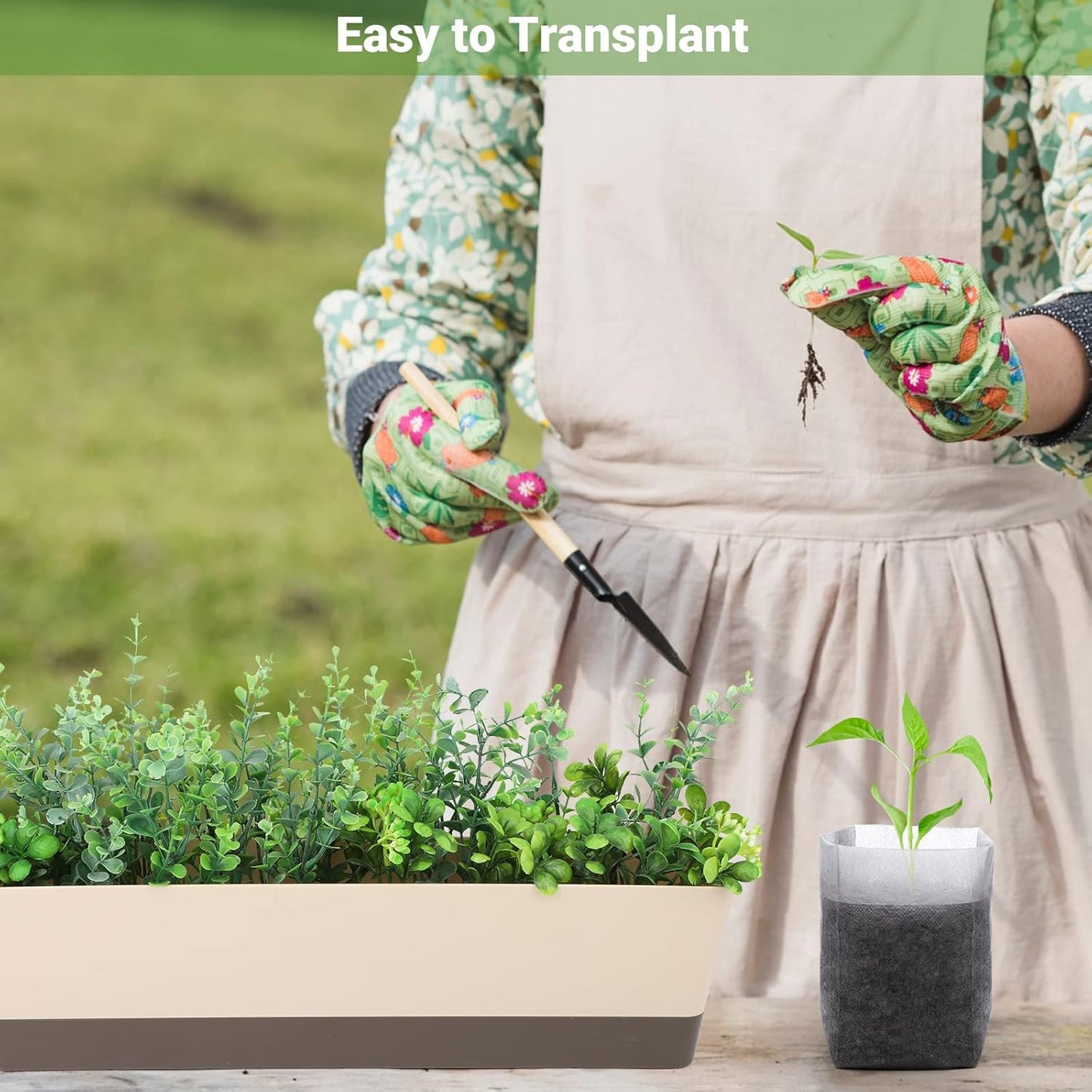 GREANER 200PCS Biodegradable Nursery Bags, 6.3"x7.8" Thickened Non-Woven Fabric Plant Seeding Grow Bags, Planting Seed Starting Pots Pouches for Flower Vegetable, Home or Outdoor Garden Supply