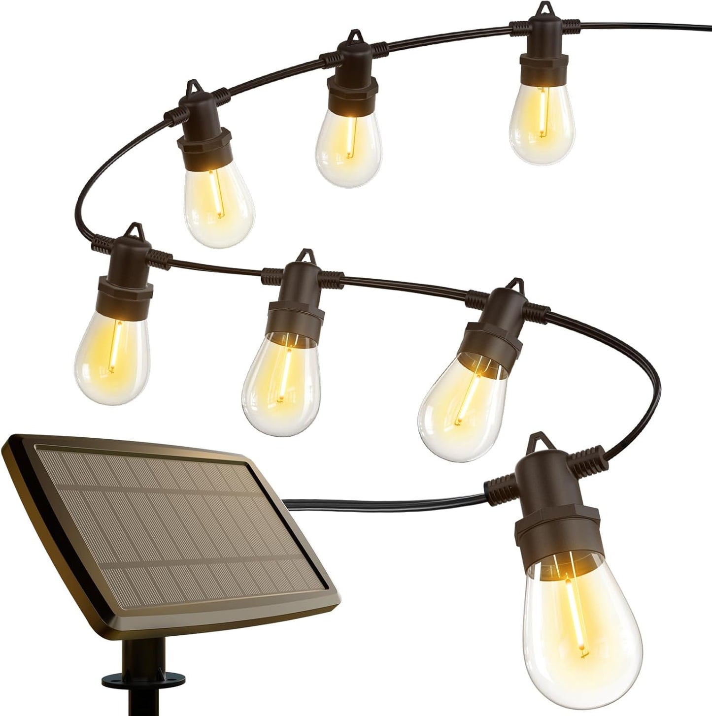 KYY 33(27+6) FT Solar String Lights Outdoor with Remote, Waterproof and Shatterproof Solar Patio with LED Vintage Plastic Edison Bulbs, Heavy-Duty and UL Listed Porch Market Lights