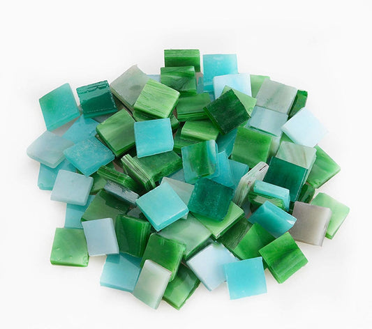 Mosaic Tiles 270 Pieces / 200 g Pack of Colored Mica Glass Mosaic Tile Supplies for Home Decoration, DIY Crafts, Plates, Picture Frames, Flowerpots – 1x1 cm Square Tiles (Mint)