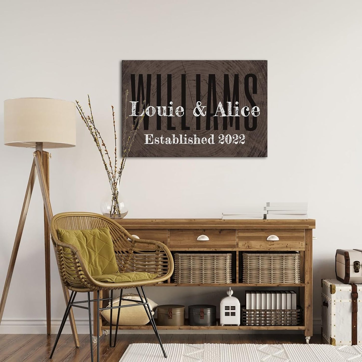 iLOOKLiKE Personalized Last Name Signs with Couple's Names Wall Art Custom Family Established Date Canvas Prints Framed Unique Wedding Anniversary Housewarming Gifts for Home Decor 16×24inch